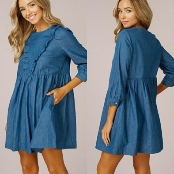 Chambray Ruffled Dress - Picture 3 of 3